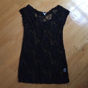 Charlotte Russe Black Lace Shirt